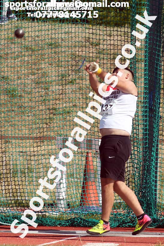 Boys under-15s hammer, 2018 Northern Under-17s/U-15s/U-13s Champs., Wavertree Athletics Centre, Liverpool. Photo: David T. Hewitson/Sports for All Pics